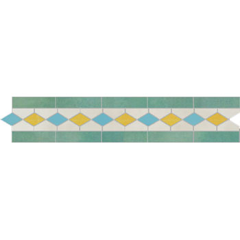 Mosaic House Moroccan tile Dfira Z 1-12-13-18 White Light Green Light Turquoise Yellow  zellige, mosaic, zellij, border, glaze, simple, traditonal 